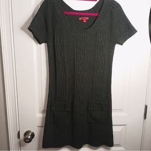 Short Sleeve Tunic Top or Cable Knit Sweater Dress | Sz. L | Gray